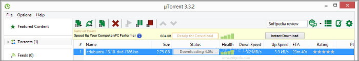 Showing the uTorrent interface